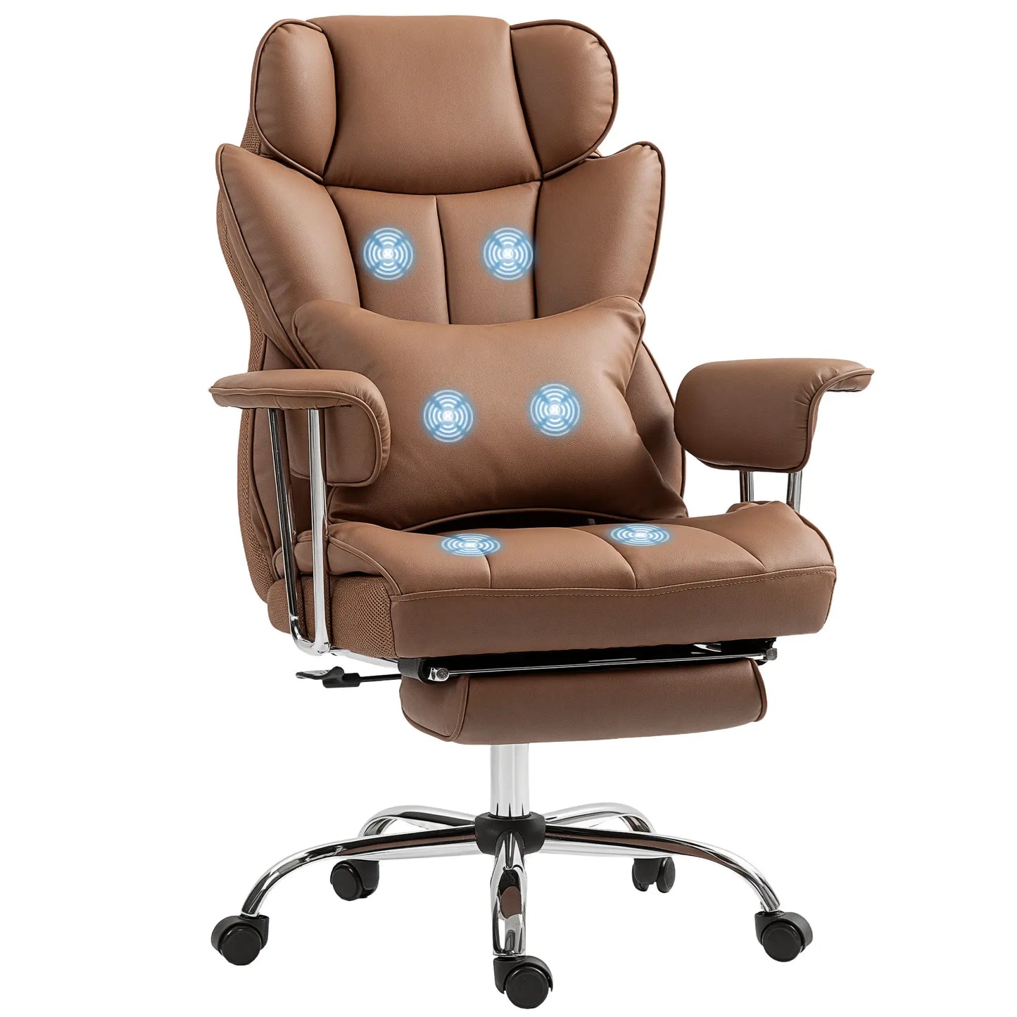 400LBS Massage Office Chair, 6-Point Vibration, Footrest, Lumbar Support, Brown Massage Chairs at Gallery Canada