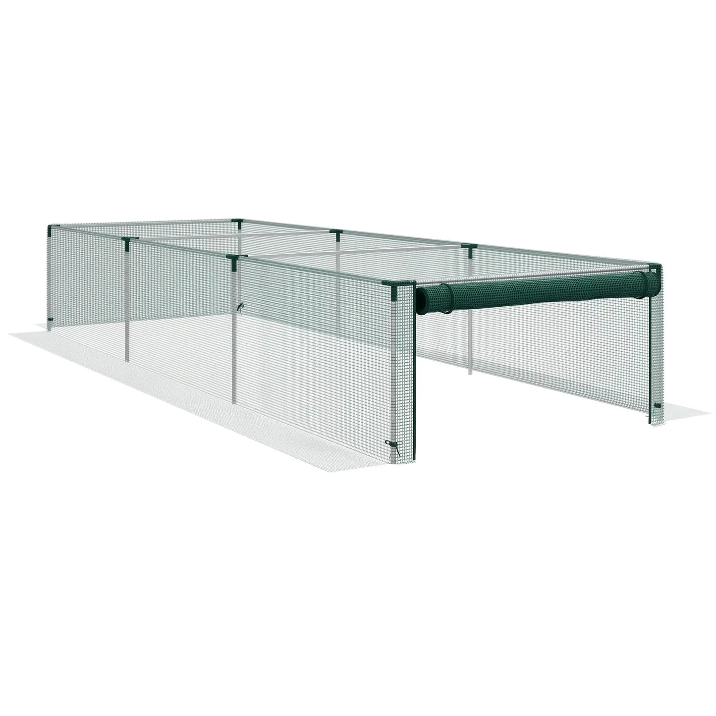 Cage de protection des plantes, 12,2' x 4,1', cadre en acier galvanisé, porte à fermeture éclair enroulable
