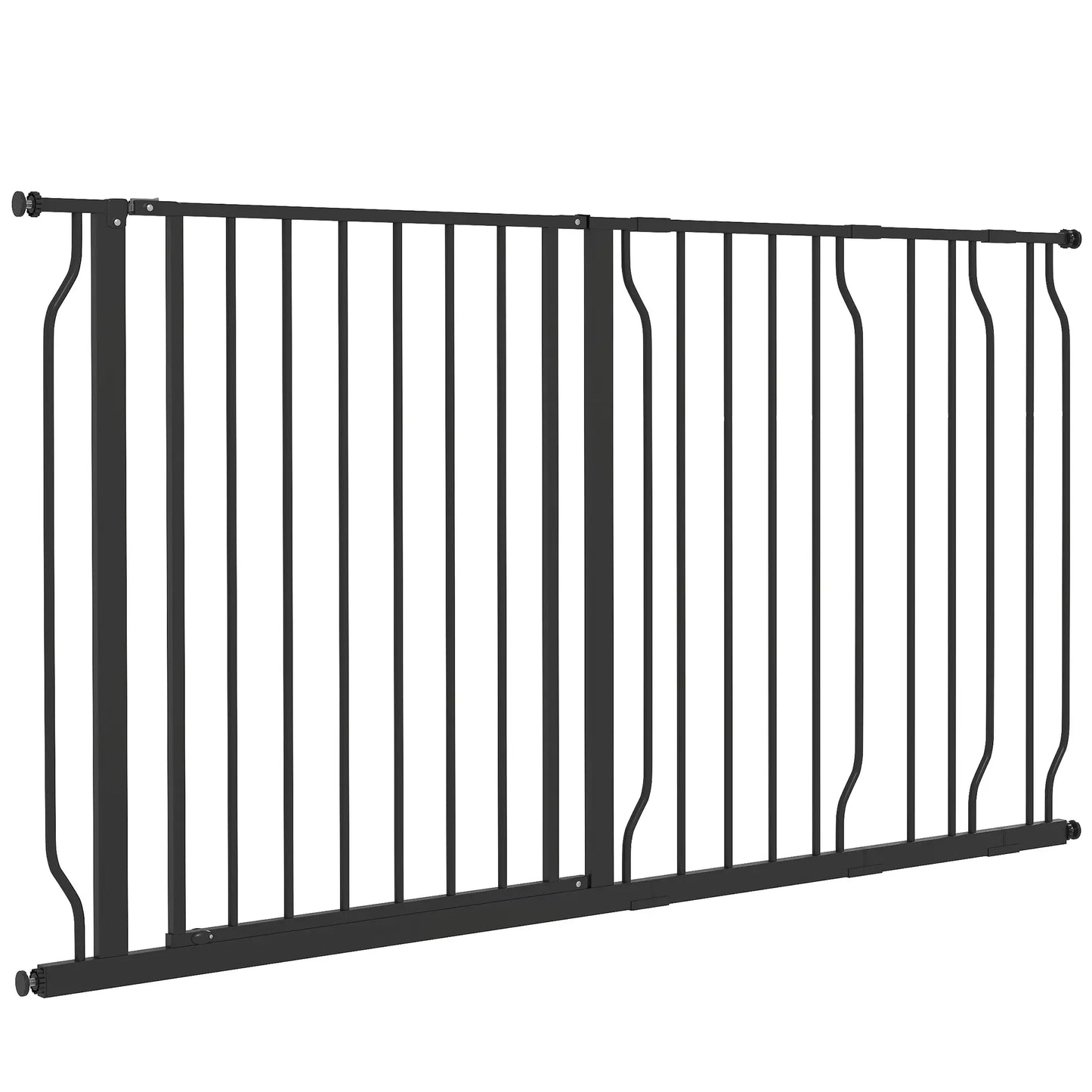 30"-57" Easy Install Pet Gate With Door, Double Lock, Extra Wide, Black Houses, Kennels & Pens at Gallery Canada