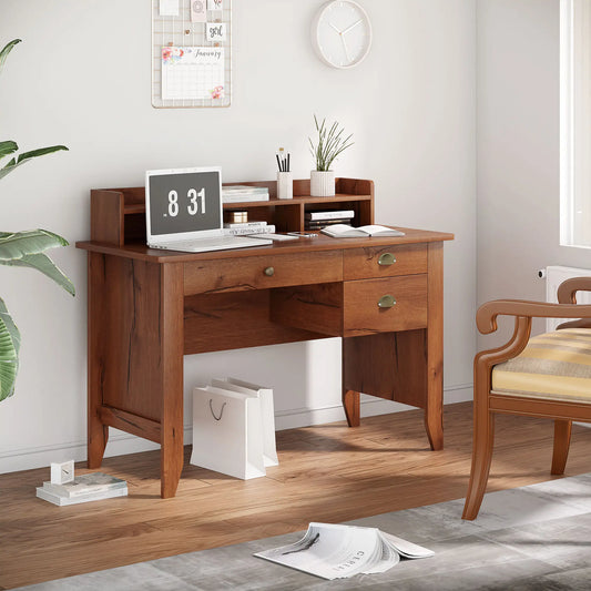 Computer Desk with Storage, Drawers, Shelf, Office Table, Brown Writing Desks Red Brown at Gallery Canada