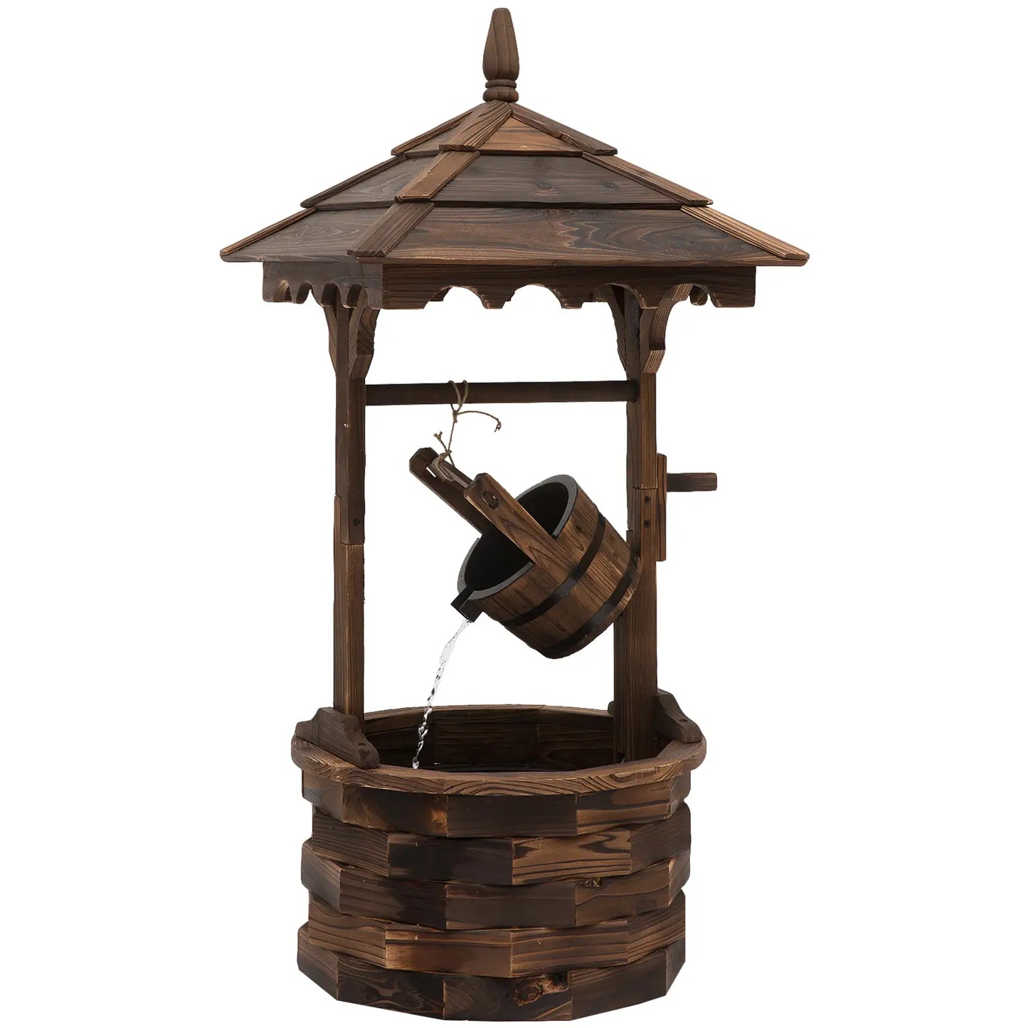 Outdoor Waterfall Fountain With Pump, Natural Wood Wishing Well, 22.5x22.5x47.25 Water Fountains at Gallery Canada