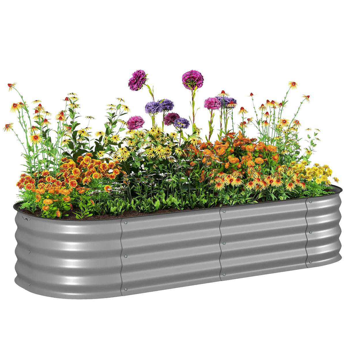 4.9 x 2 x 1ft Galvanized Raised Garden Bed, Metal Planter Box, Silver Galvanized Planter Boxes at Gallery Canada