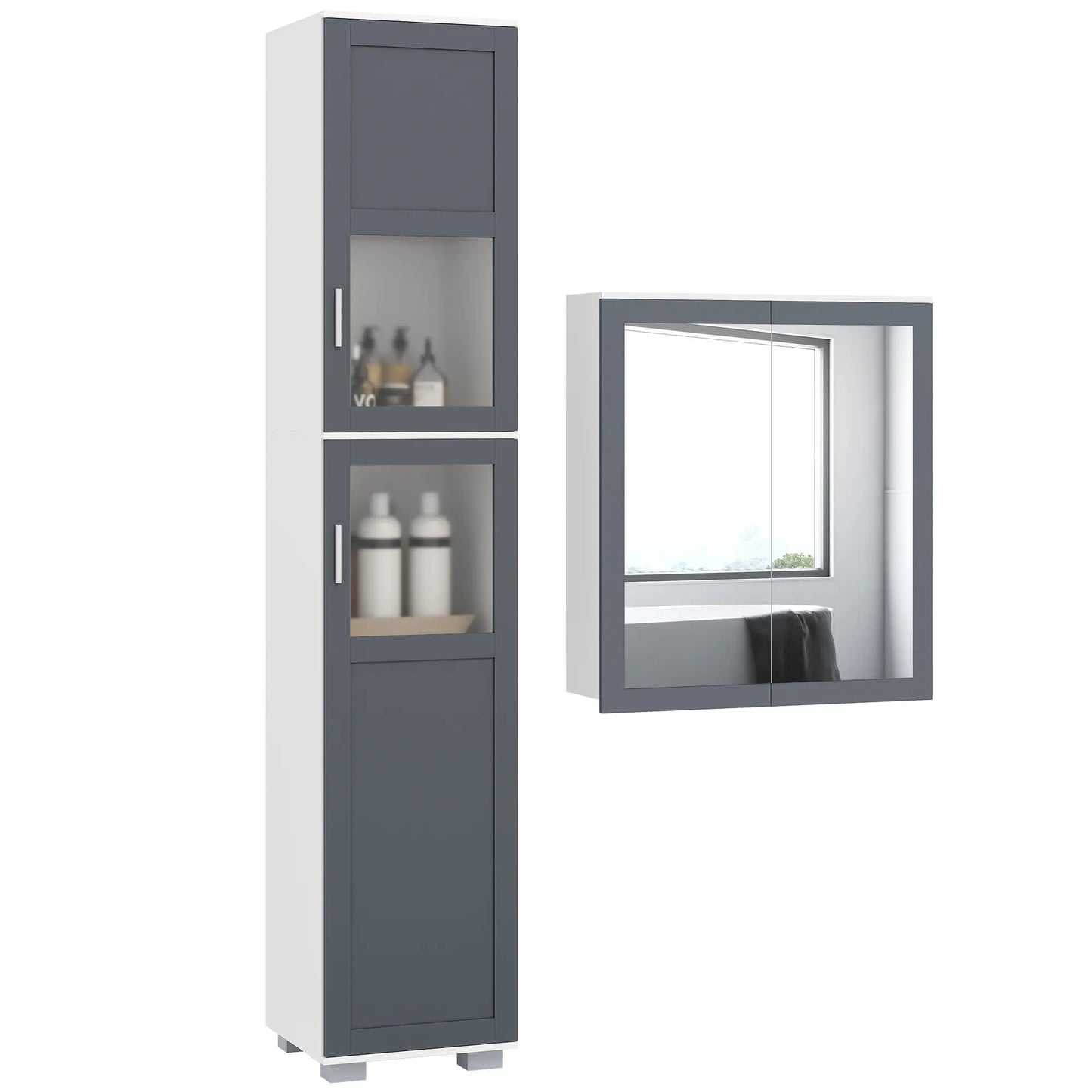 Wall Mounted Medicine Cabinet, Adjustable Shelves, White, Grey Bathroom Cabinets at Gallery Canada