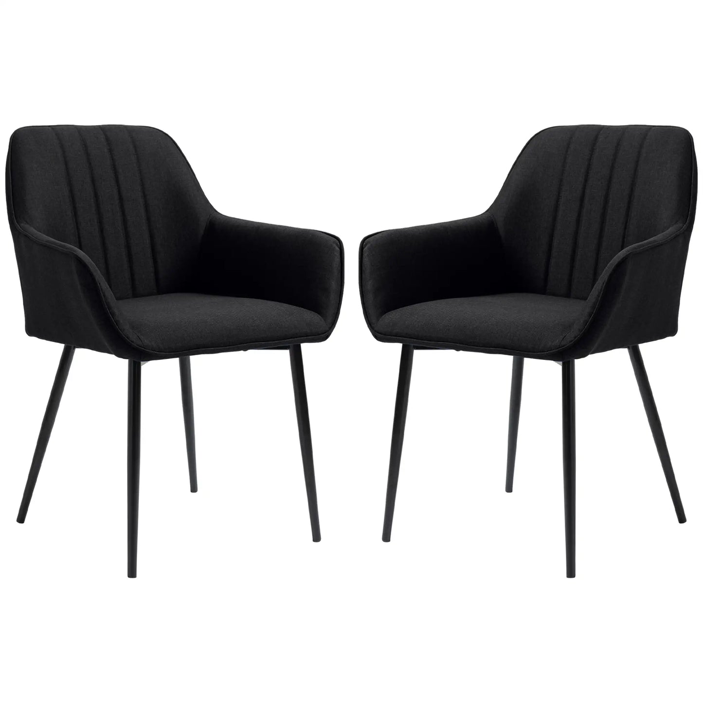 Dining Chairs Set of 2, Upholstered Linen Fabric, Metal Legs, Black Dining Chairs at Gallery Canada
