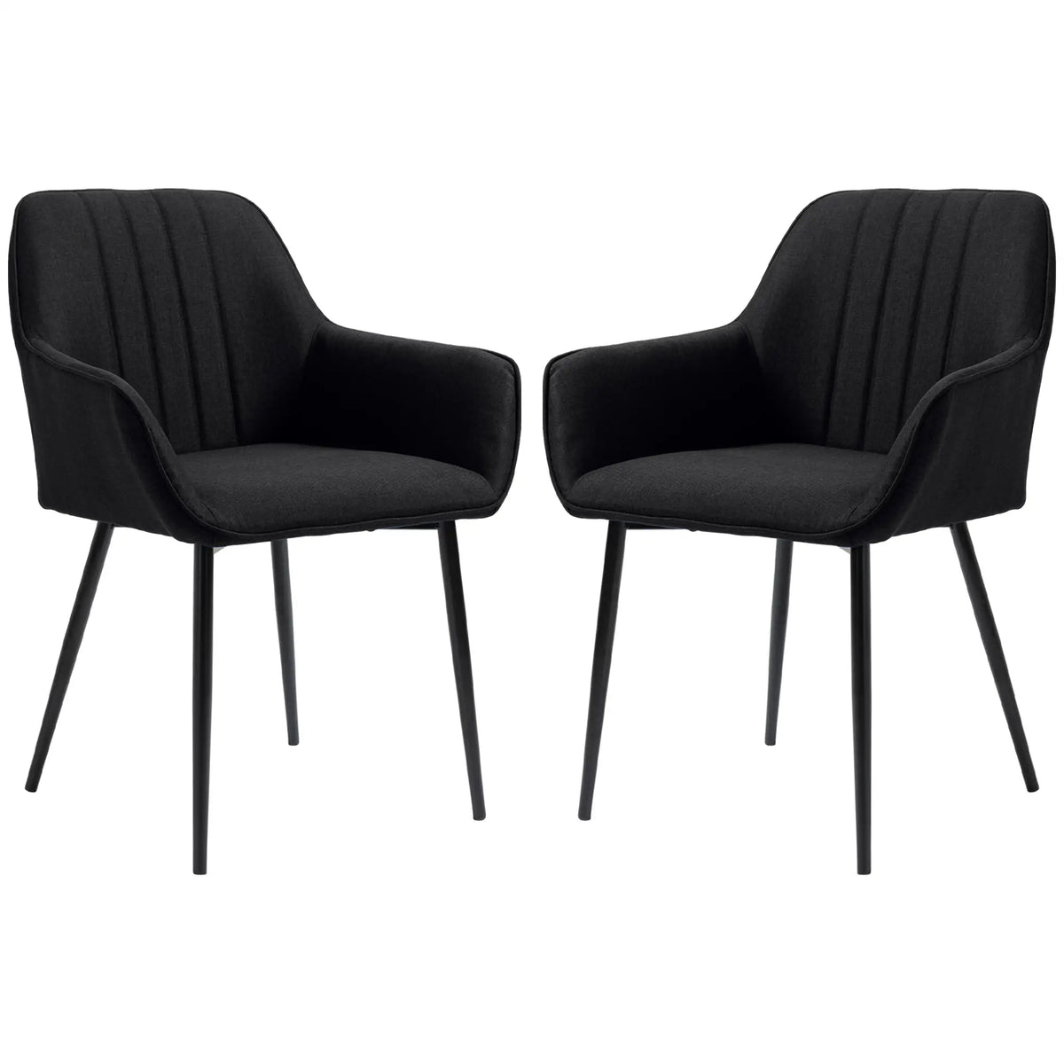 Dining Chairs Set of 2, Upholstered Linen Fabric, Metal Legs, Black Dining Chairs at Gallery Canada