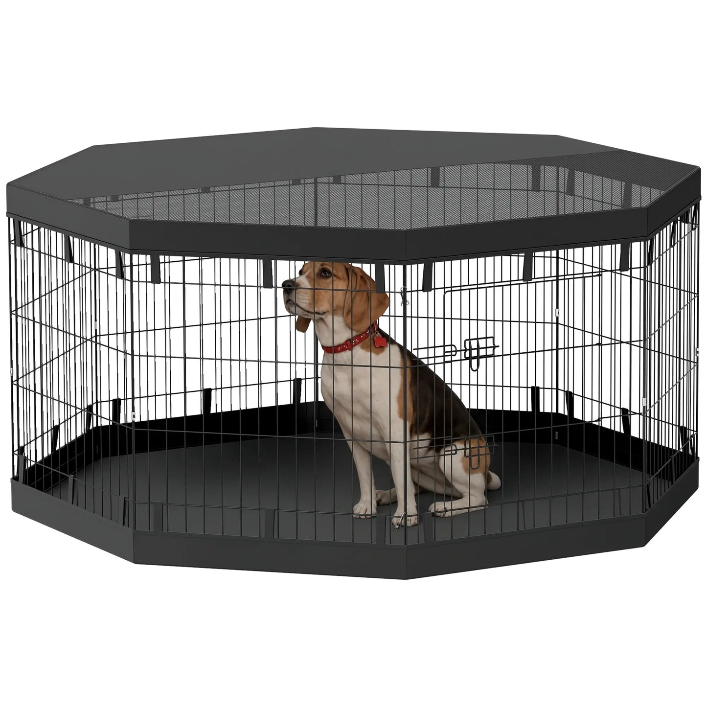8 Panels Foldable Dog Playpen, 30" High, With Bottom Pad Houses, Kennels & Pens at Gallery Canada