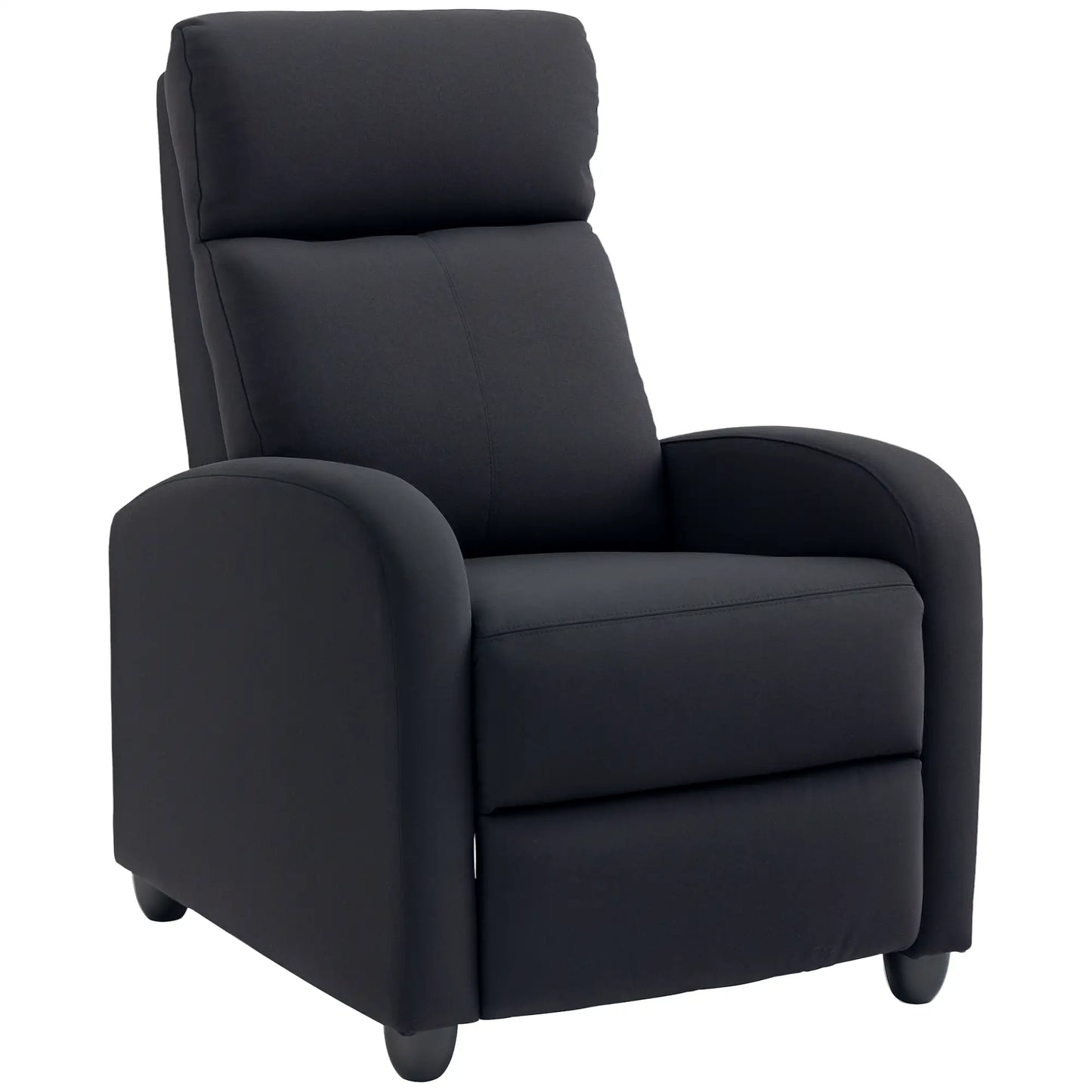 Fabric Recliner Chair, Manual Reclining Sofa, Padded Seat, Black Single Sofas at Gallery Canada