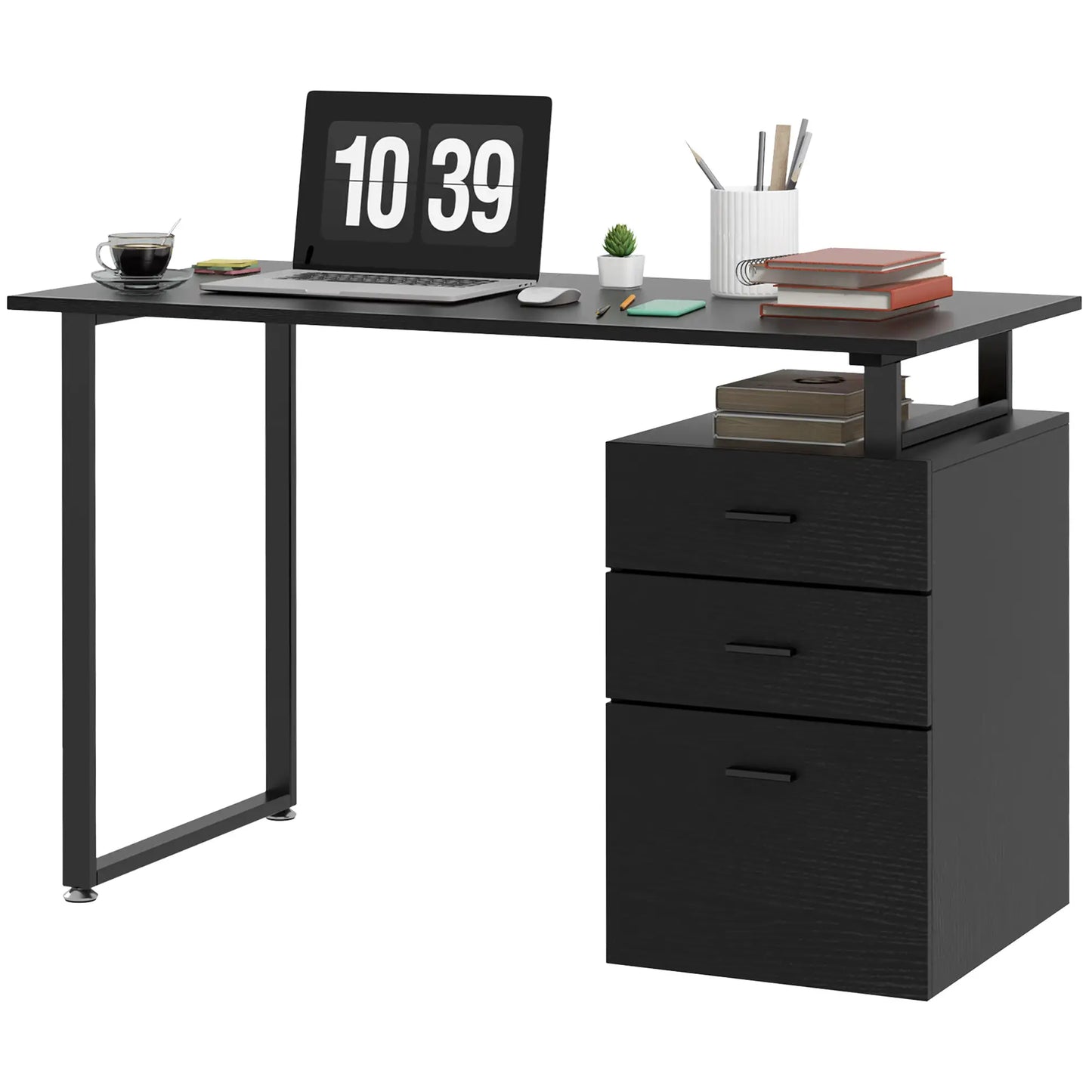 47" Computer Desk With Drawers, Modern Writing Desk, Black Computer Desks at Gallery Canada