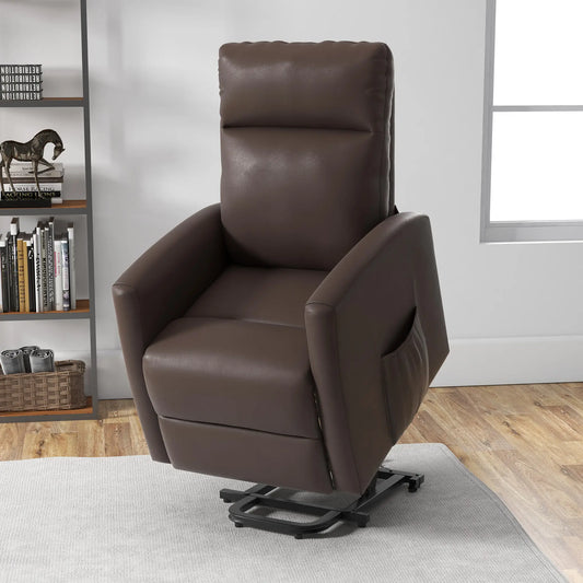 Power Lift Recliner Chair, Remote Control, Side Pocket, Brown Electric Power Lift Chairs Brown at Gallery Canada
