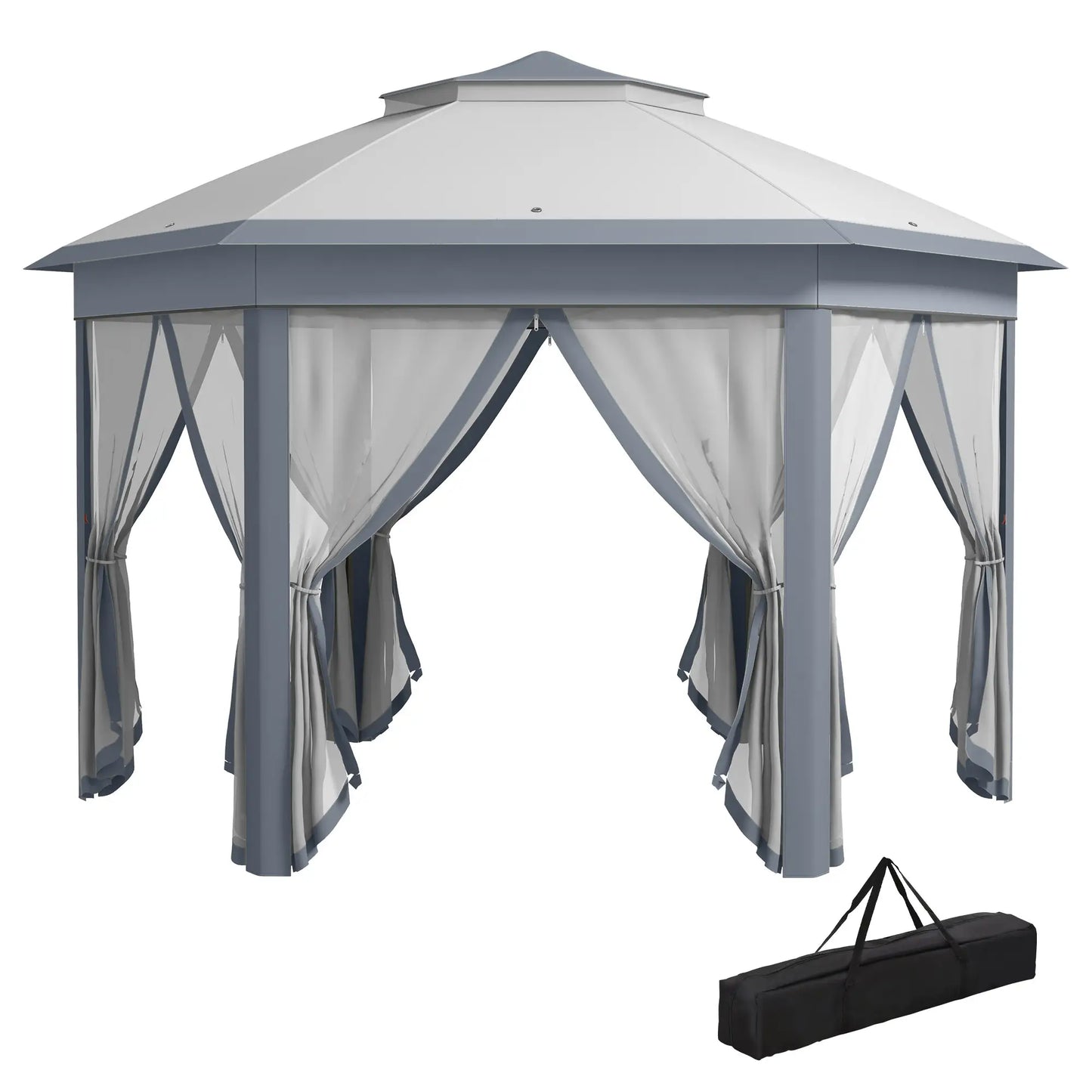 13' x 13' Pop Up Canopy Tent, Netting, Carry Bag, Instant Sun Shelter, Grey Pop Up Canopies at Gallery Canada