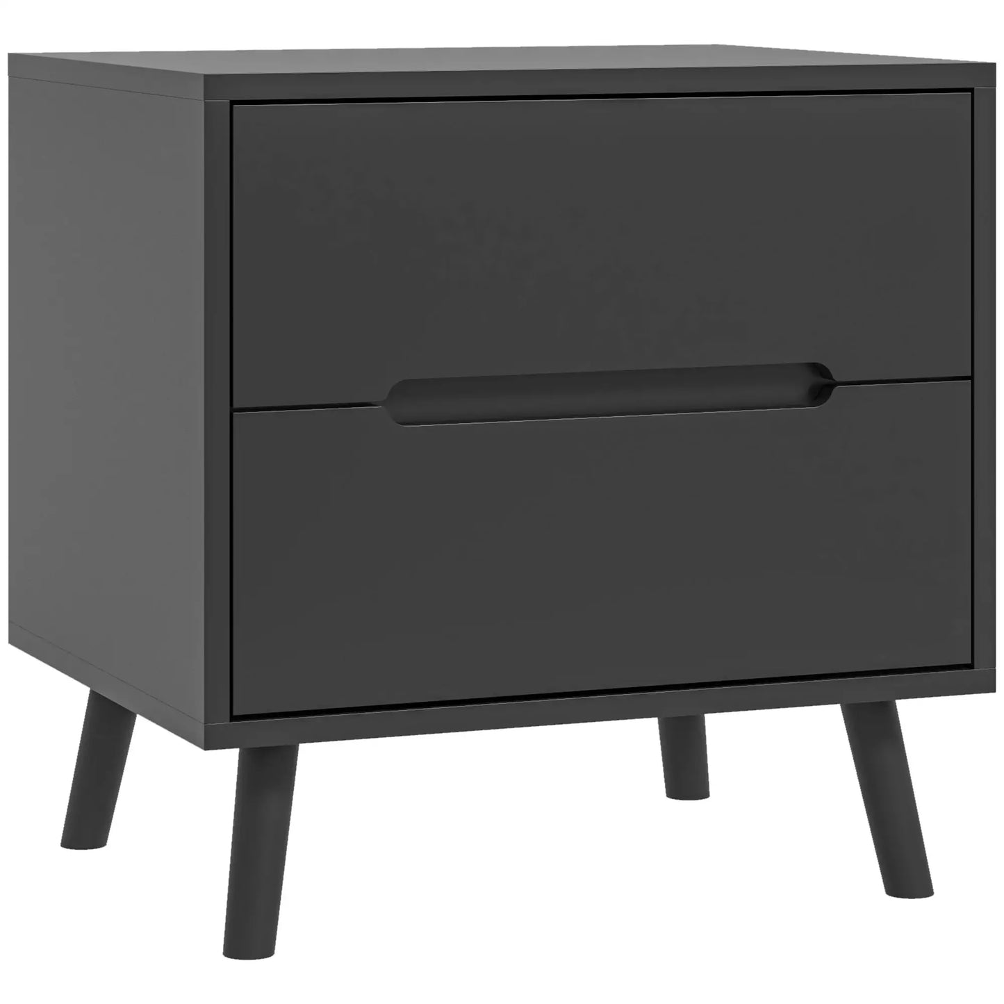 Modern Nightstand, Night Table with 2 Drawers, Bed End Table with Solid Wood Legs for Bedroom Bedside Tables at Gallery Canada