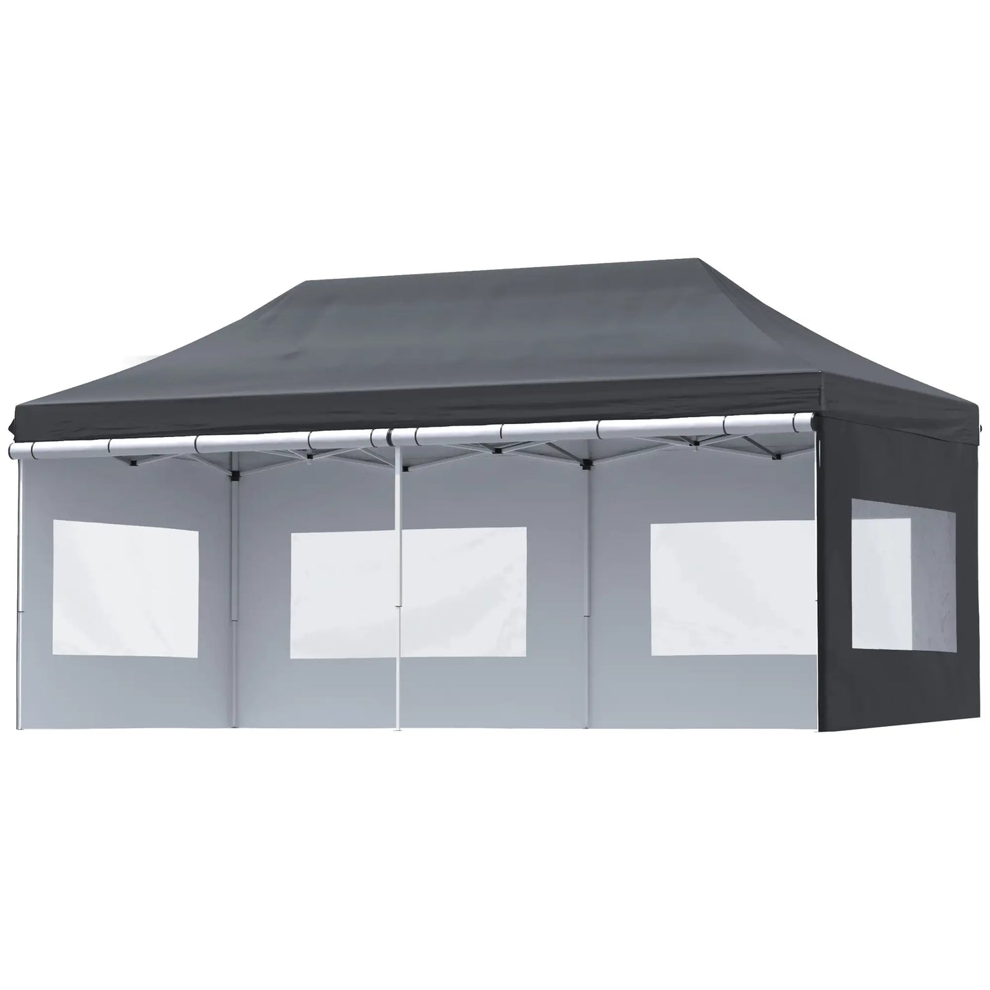 20' x 10' Folding Canopy Tent, Sidewalls, Windows, Black Pop Up Canopies at Gallery Canada