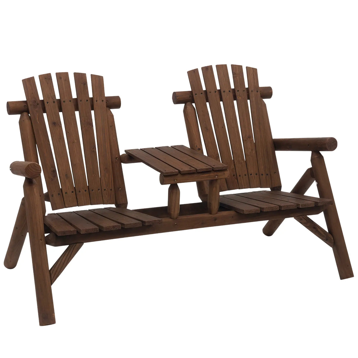 Carbonized Wood Adirondack Patio Chair Bench With Coffee Table Outdoor Benches at Gallery Canada