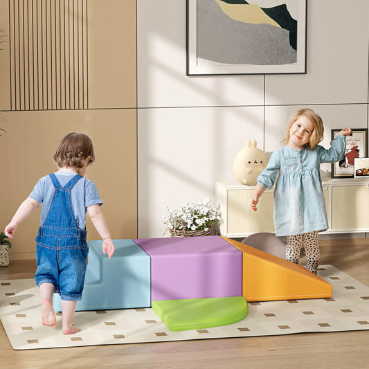 4 Pieces Soft Play Foam Set, Climbing, Crawling, Multicolour Baby Gym & Playmats Purple, Orange, Light Blue, Green at Gallery Canada