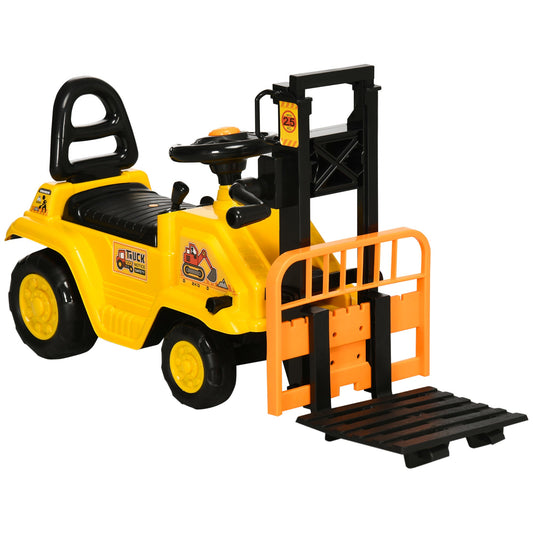 Ride On Forklift Toy No Power Construction Truck with Fork Tray Storage, for 3-4 Years Old, 33.9"x10.8"x 18.7", Yellow - Gallery Canada