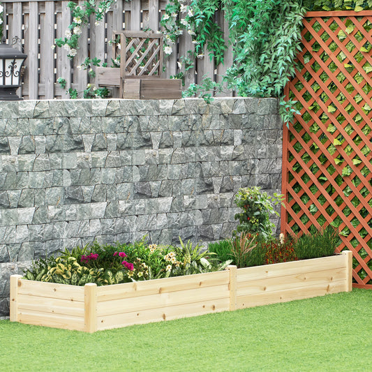 96" x 24" x 10" Wooden Raised Garden Bed, 2 Planter Boxes, Non-Woven Fabric Liner Wooden Planter Boxes Natural at Gallery Canada