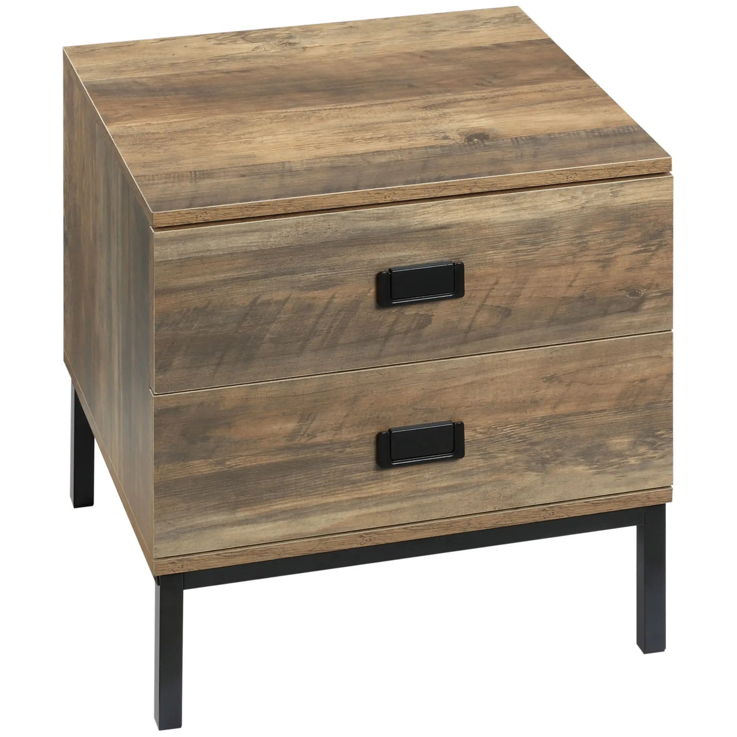 Retro Nightstand with 2 Drawers, Steel Frame, Bedside Table Bedside Tables at Gallery Canada