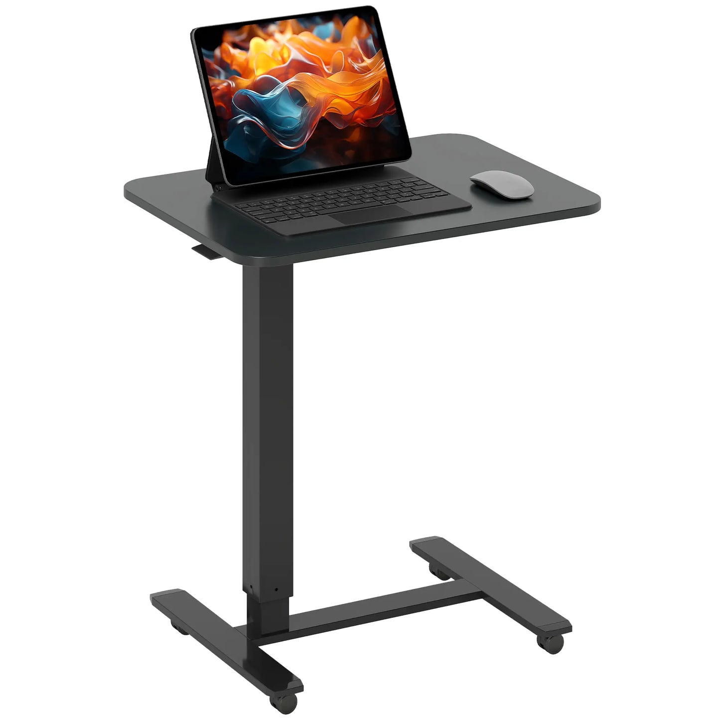 Adjustable Height Pneumatic Standing Desk, 43 Inch, Mobile with Wheels, Black Office Desks & Work Stations at Gallery Canada