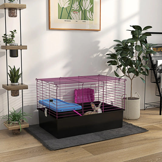 18.5" Small Animal Cage, Water Bottle, Food Dish, Platform, Ramp, Black Houses & Habitats Black, Purple at Gallery Canada