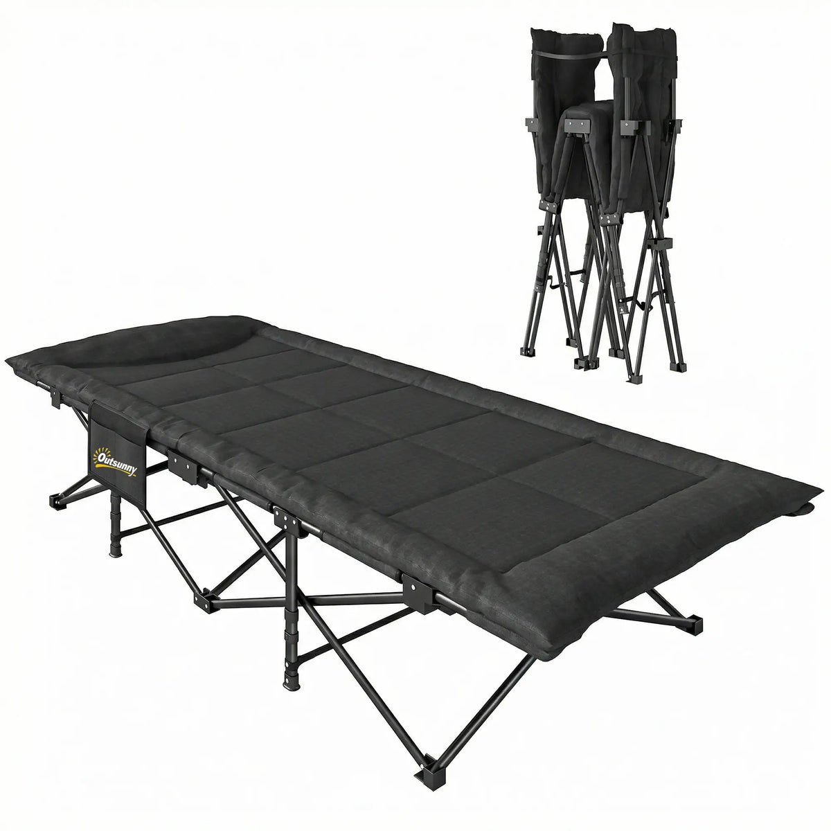Camping Cot For Adults, 31.5" Wide, Padded Cushion, Carry Bag, Black Camping Cots at Gallery Canada