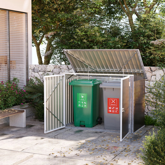 Outdoor Metal Storage Shed, Double Door with Vents, Dark Grey Sheds Dark Grey at Gallery Canada