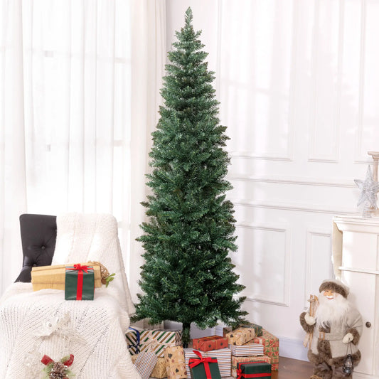7ft Pencil Artificial Christmas Tree, 687 Branch Tips, Steel Base, Green Pencil Christmas Trees Green at Gallery Canada
