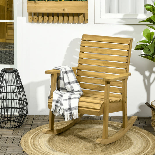 Wooden Outdoor Rocking Chair, Traditional Patio Rocker, Light Brown Outdoor Rocking Chairs Light Brown at Gallery Canada