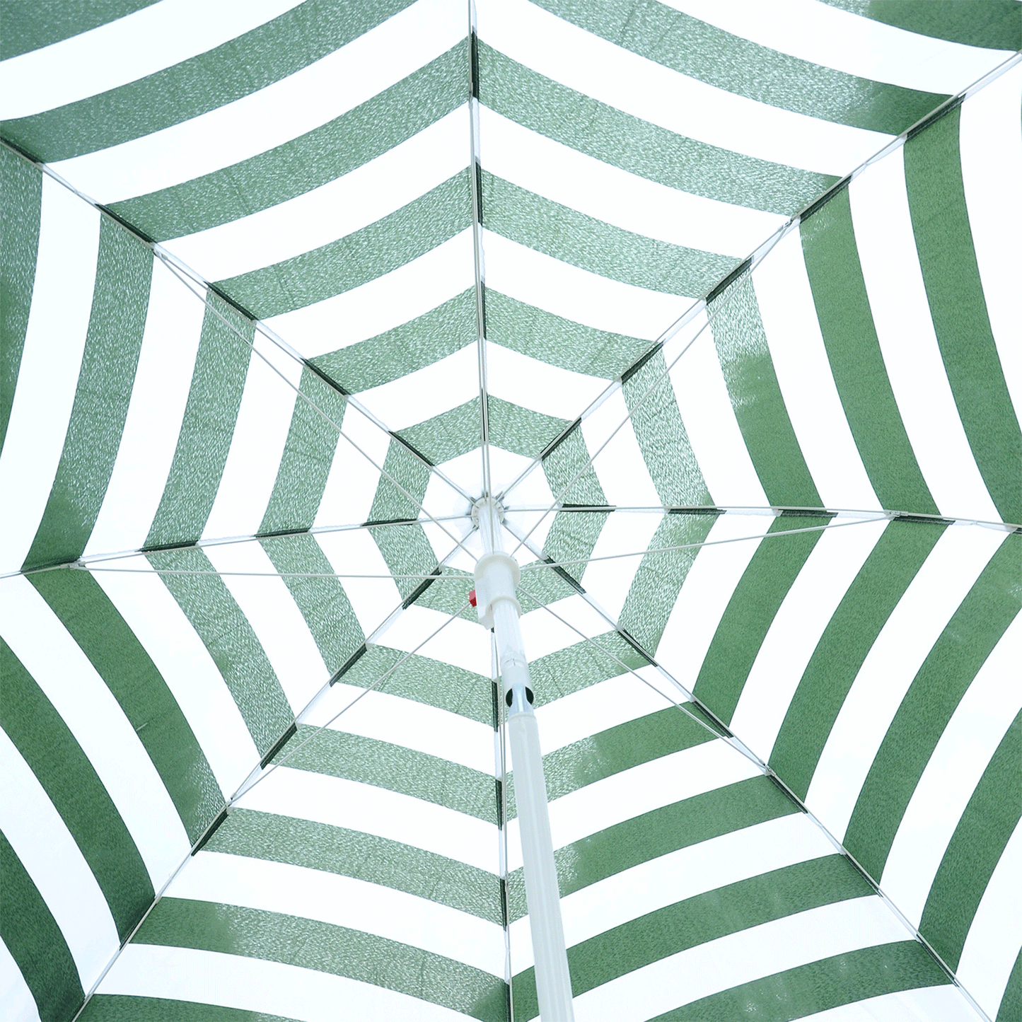 6FT Round Beach Umbrella with Tilt Mechanism, Outdoor UV Protection Sun Shaded Canopy with Push Button, Striped Green at Gallery Canada