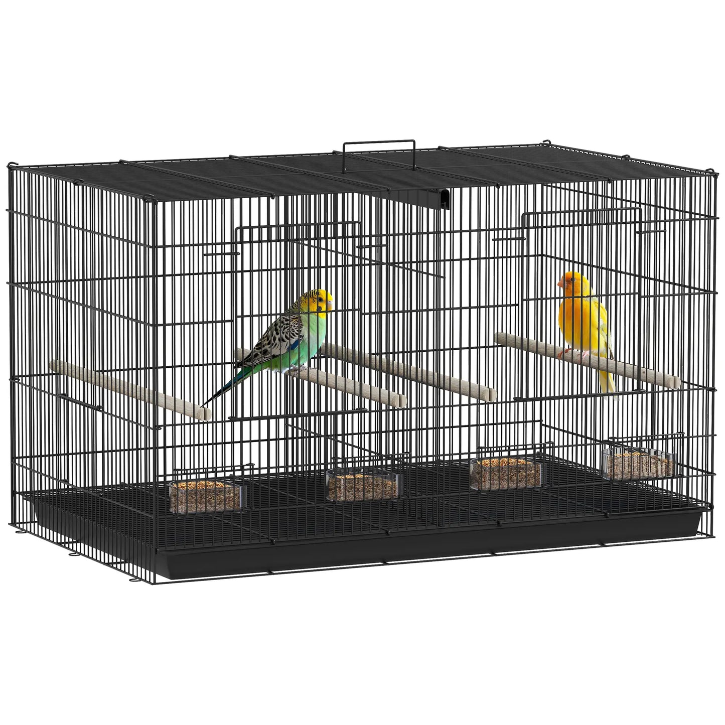 18" H Bird Cage, Large Parakeet Cage, Black