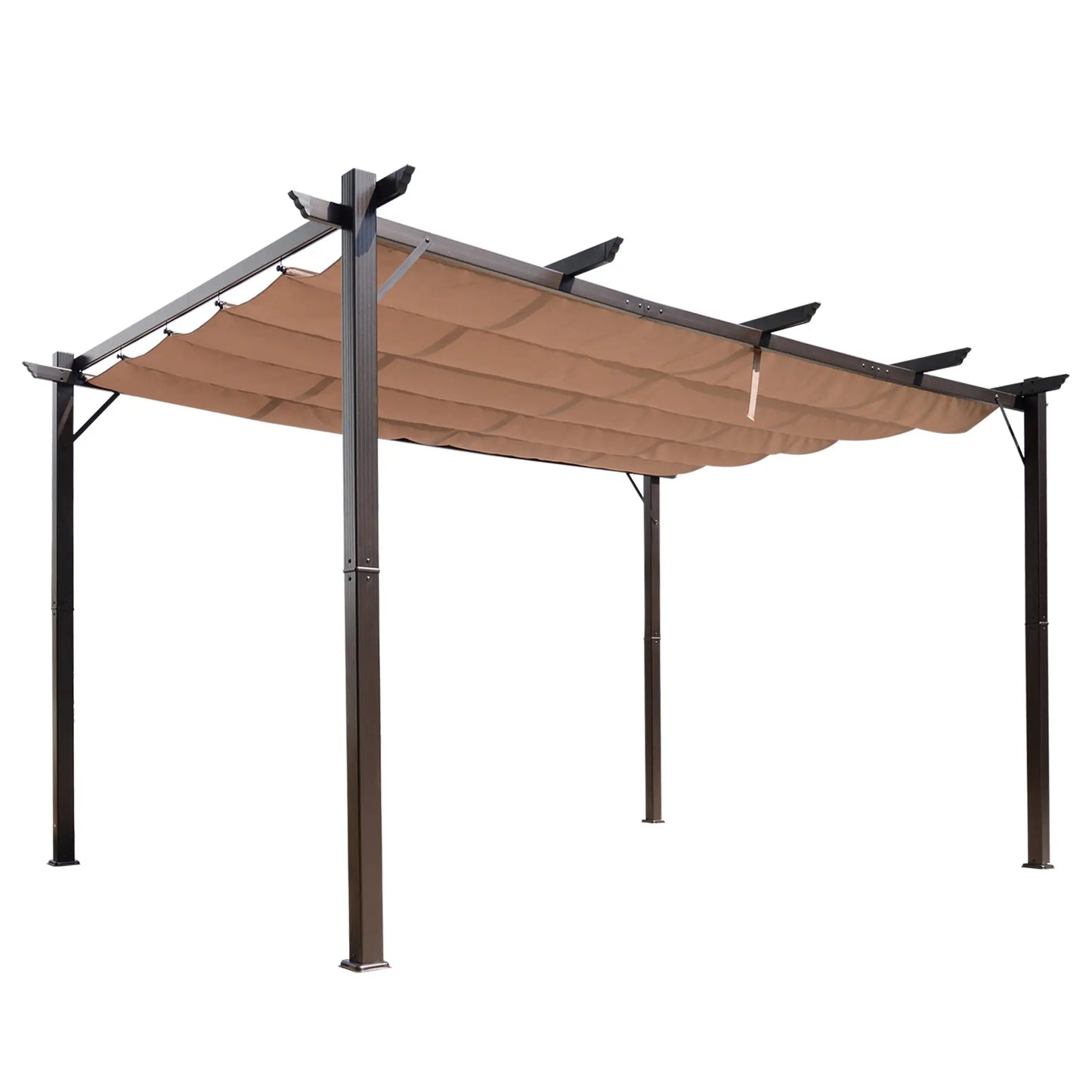 10' x 13' Aluminum Pergola, Outdoor Garden Gazebo, Brown Pergolas at Gallery Canada