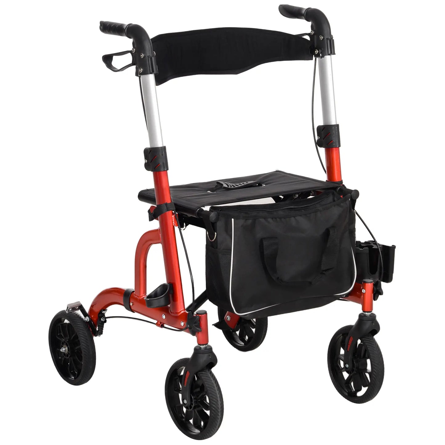 Rollator Walker, 8'' Wheels, Padded Seat, Backrest, Storage Bag, Red Knee Walker & Wheelchair Ramps at Gallery Canada