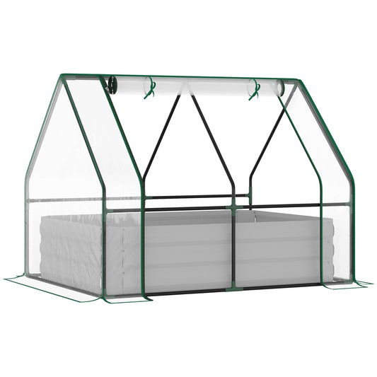 Steel Outdoor Raised Garden Bed with Greenhouse,Cover, Roll Up Door, Dual Use, 50"x37.4"x36.2", Clear at Gallery Canada