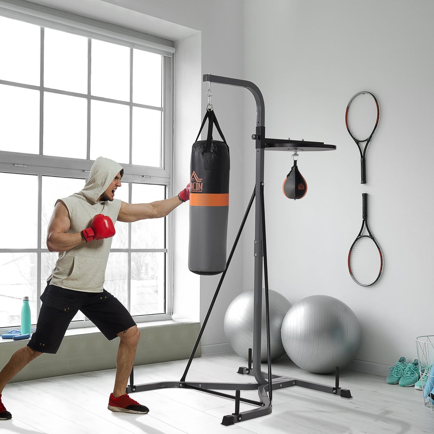 Punching Bag Holder and Speed Ball Exercise Punching Bag Stand with Punching Ball 45.25"L x 61.75"W x 87"H Load 220lb at Gallery Canada