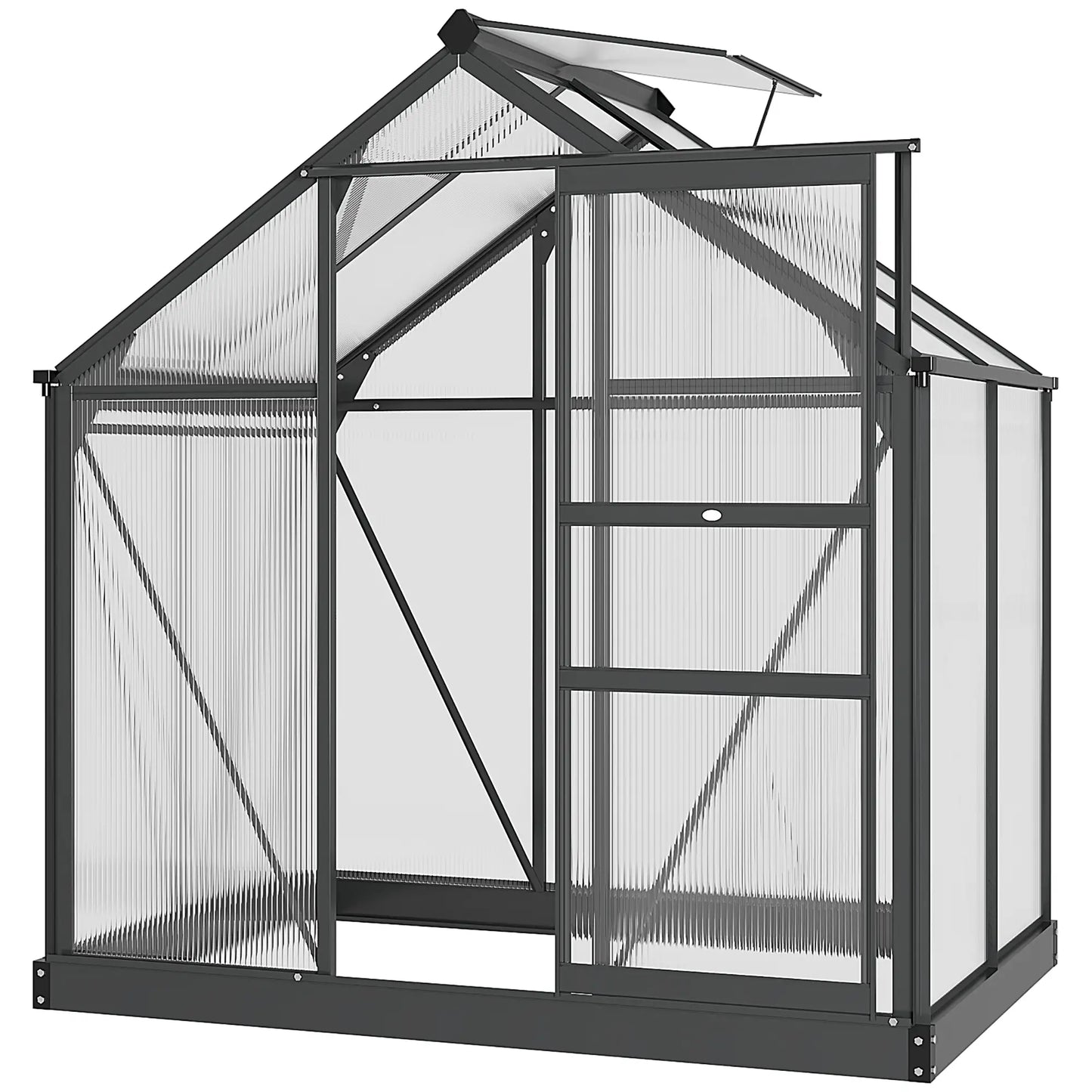 Greenhouse Garden, PC Board with Sliding Door, 6.2' x 4.3' x 6.6', Grey Walk In Greenhouses at Gallery Canada
