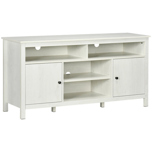 TV Stand for TVs up to 55", TV Unit with Storage Cupboard and Shelves, 55.1" x 15.7" x 27", White - Gallery Canada