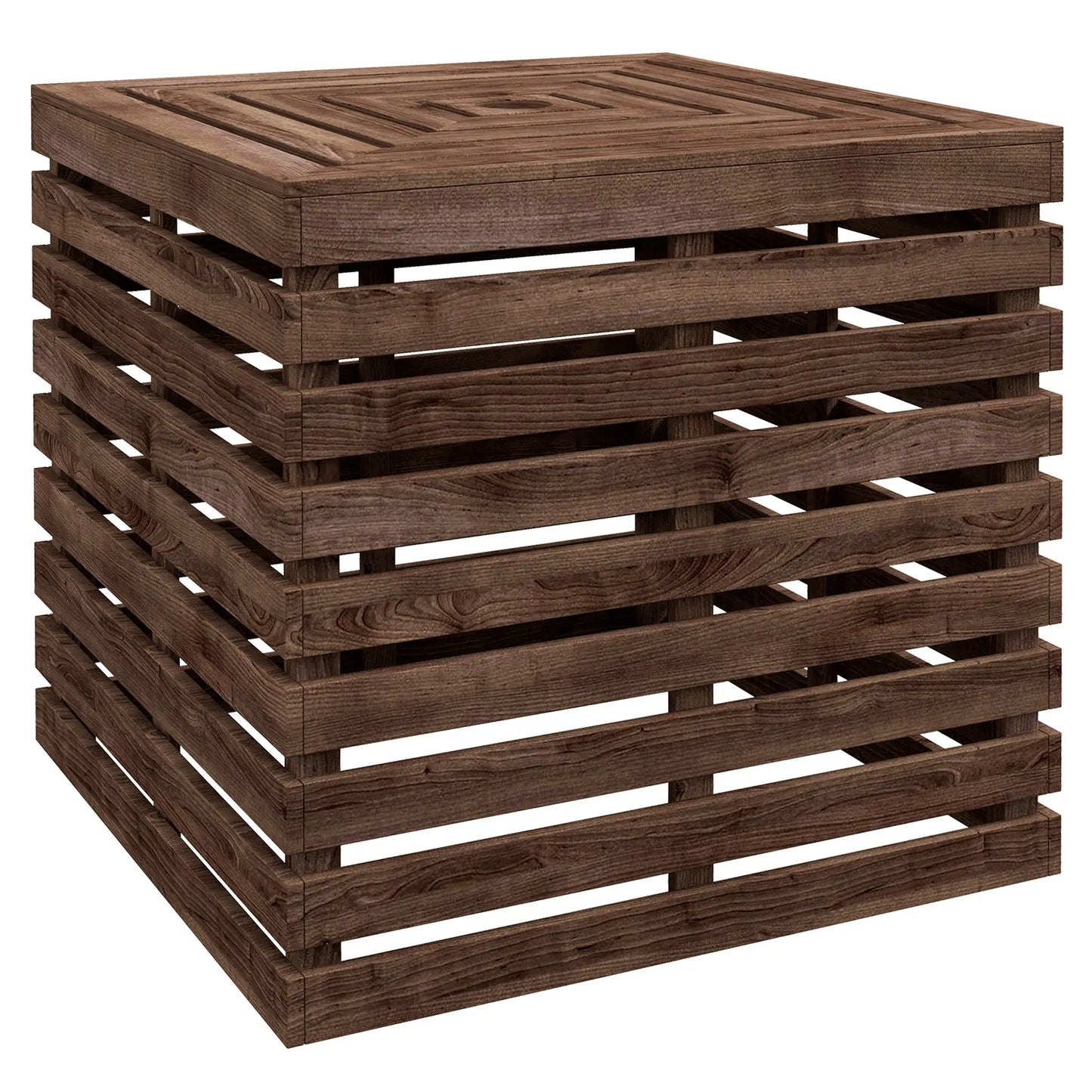 Outdoor Umbrella Base Storage Box, Wooden Patio Side Table, Brown Patio Storage Boxes at Gallery Canada