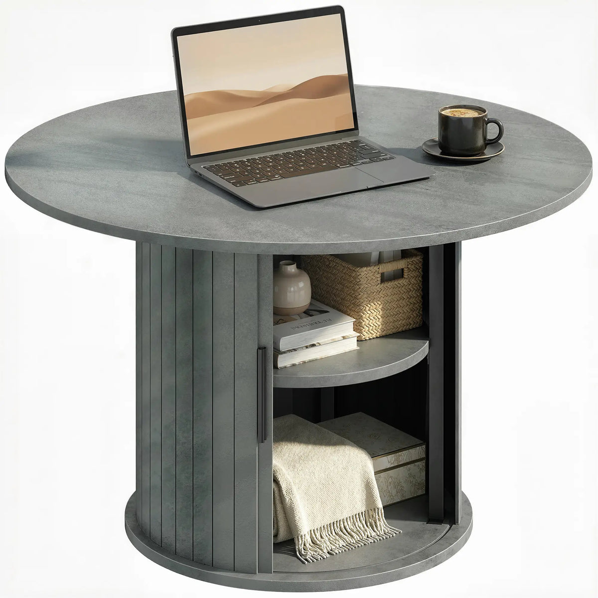 Round Coffee Table, 31.5", Cement Grey Coffee Tables at Gallery Canada