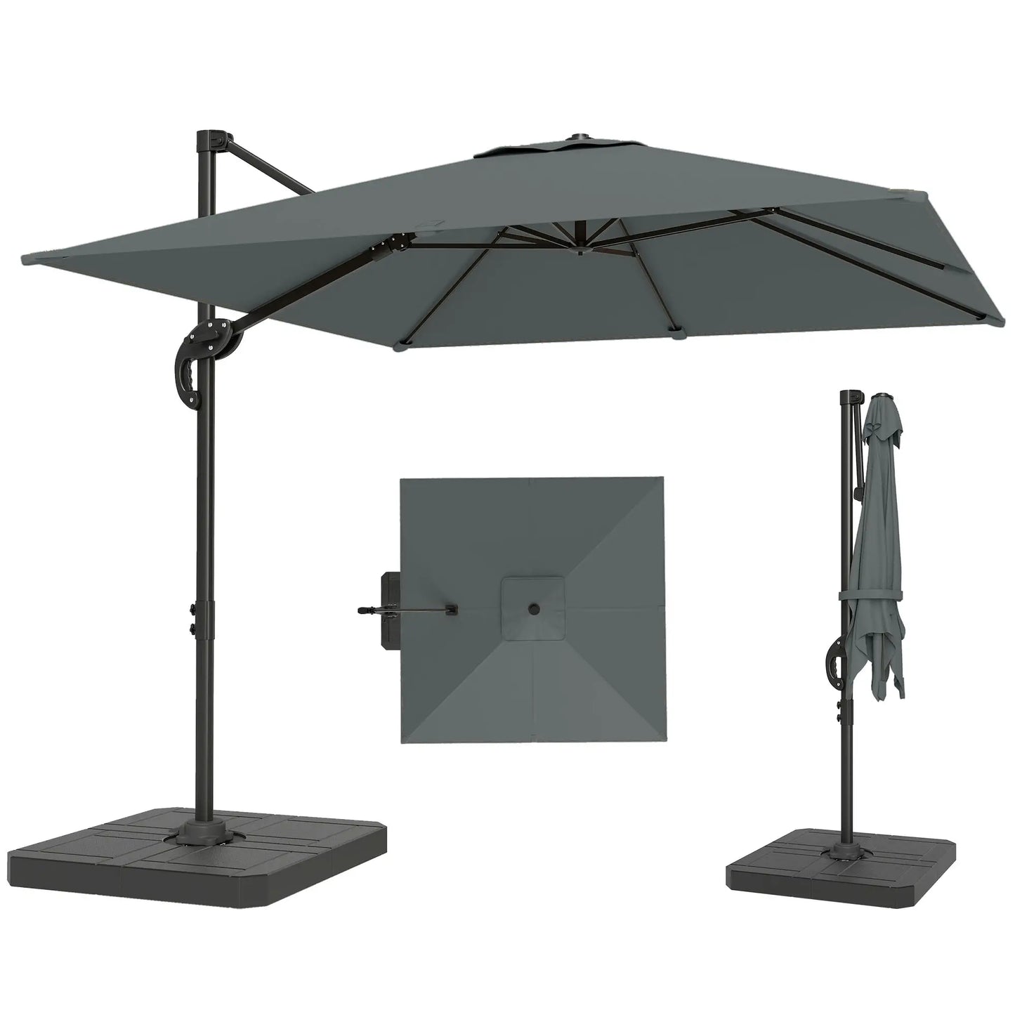 8' x 8' Offset Cantilever Patio Umbrella, UPF50+, 360° Rotation, Dark Grey Offset Cantilever Umbrellas at Gallery Canada