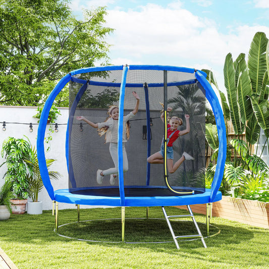 8ft Trampoline, ASTM Certified, Circular Base, Enclosure Net, Ladder Trampolines Blue at Gallery Canada