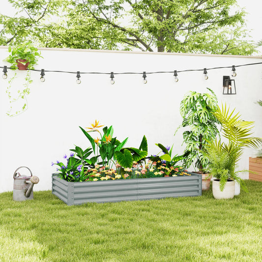 6 x 3 x 1ft Galvanized Raised Garden Bed, Outdoor Planter Box, Silver Raised Garden Beds Silver Grey at Gallery Canada