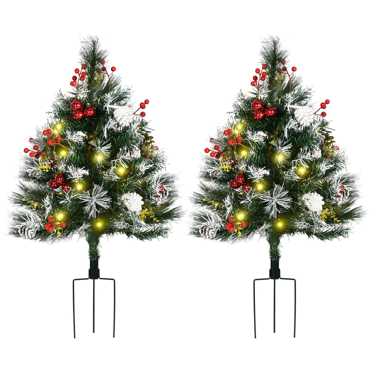 2 Foot Prelit Artificial Christmas Tree, 70 Branches, Warm White LED, Red Berries, Pine Cones, Green Pre Lit Christmas Trees at Gallery Canada