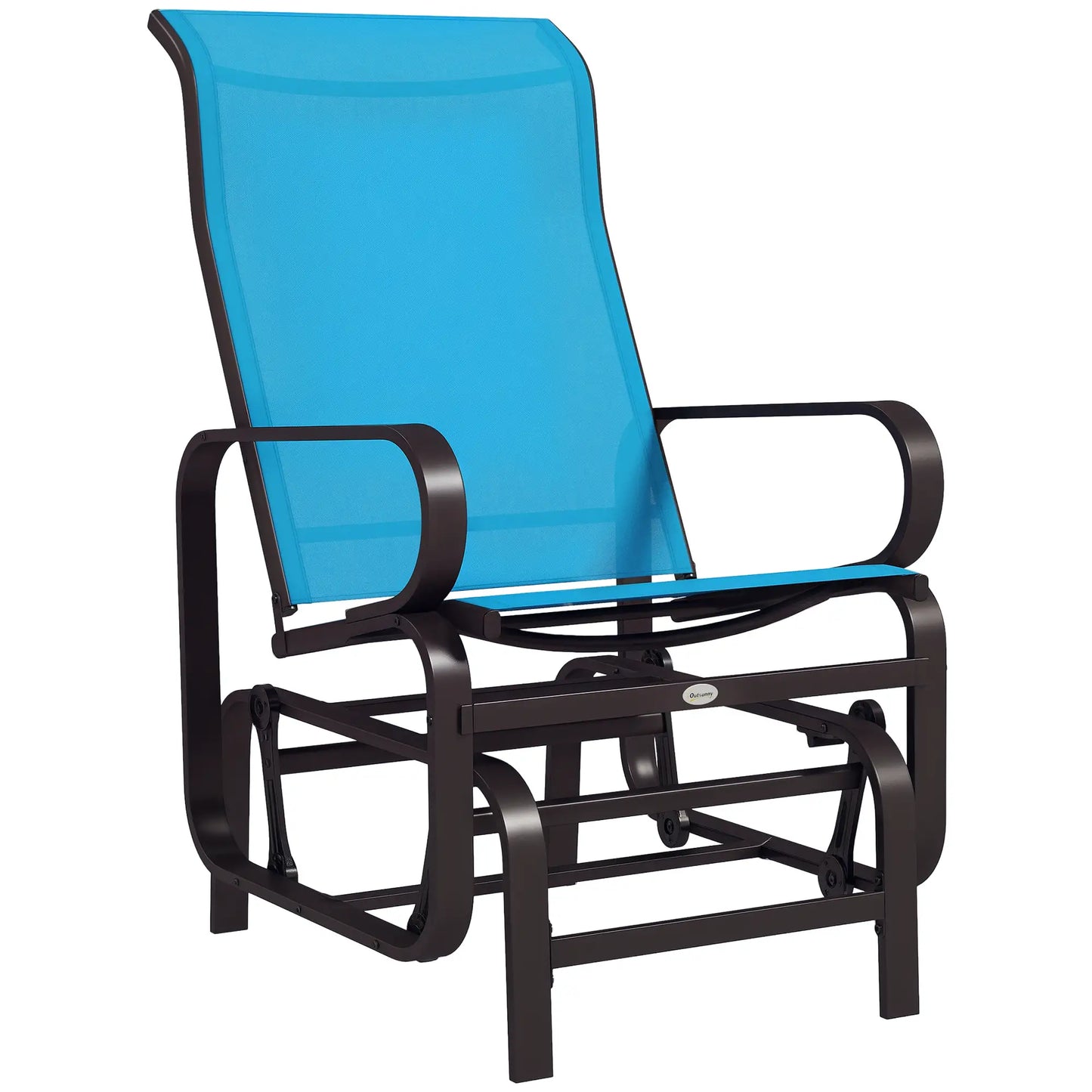 Patio Glider with Mesh Fabric, Outdoor Rocking Chair, Blue Outdoor Gliders at Gallery Canada