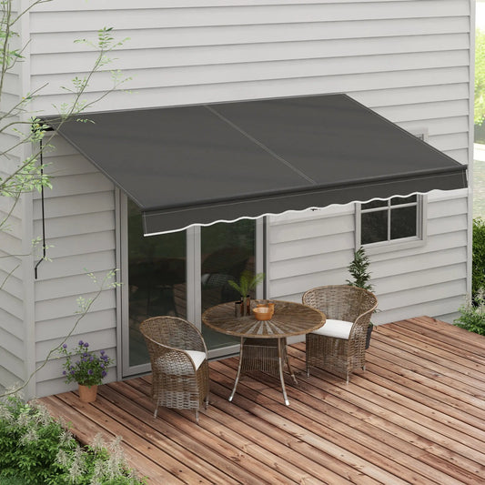 12' x 10' Retractable Awning, UV Resistant Sunshade, Black Patio Awnings Black at Gallery Canada
