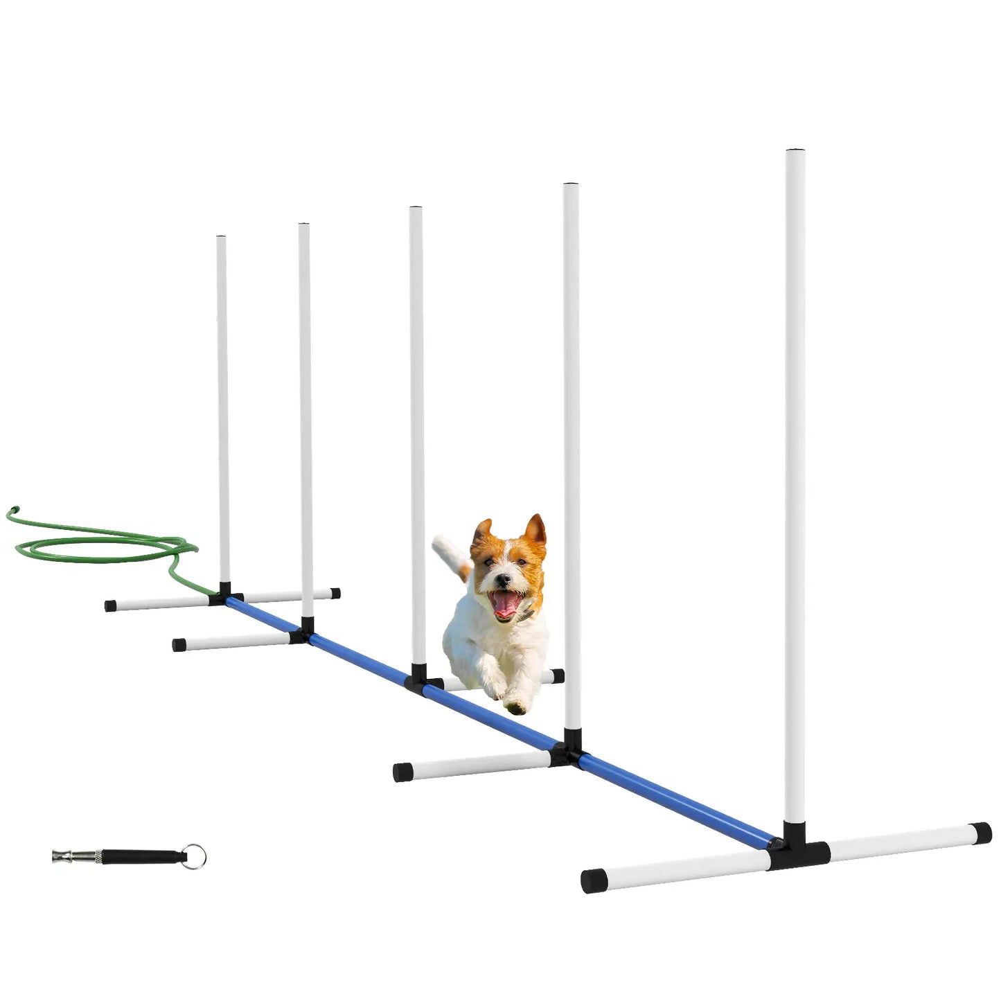 2PCs Dog Agility Kit, Weave Poles, Spray Tube, Whistle, Carry Bag, White Dog Agility Training Equipment at Gallery Canada