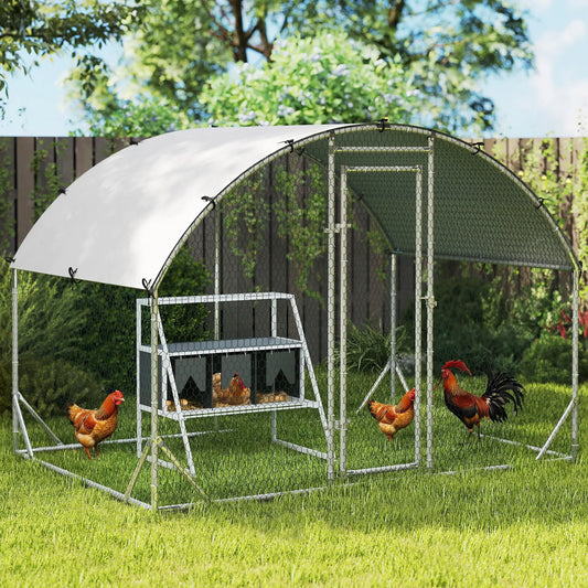 3 Compartment Chicken Nesting Box, Privacy Curtains, Perches, 6-12 Hens Chicken Coops White, Grey at Gallery Canada