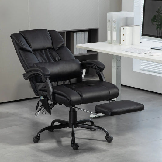 Fauteuil de Massage à 6 Points de Vibration, Réglable en Hauteur, Inclinable, Noir