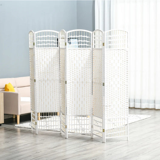 6 Panel Room Divider, 5.6 ft Tall, Folding Privacy Screen, White Room Dividers White at Gallery Canada
