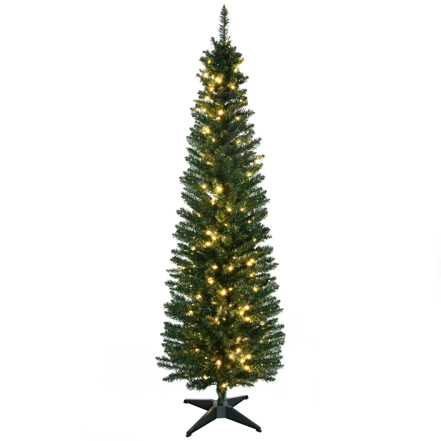 6' Pre Lit Artificial Pencil Christmas Tree, Warm White LED Lights, Green Pre Lit Christmas Trees at Gallery Canada