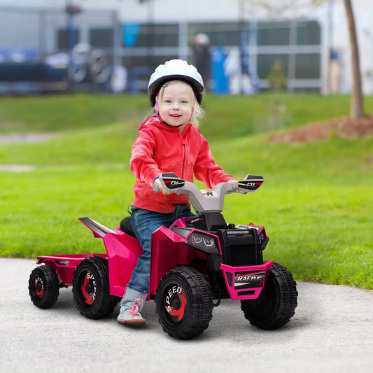 6V Electric Toy Car with Trailer, Forward Backward, Ages 18-36 Months, Pink Electric Ride On Toys Pink, Grey, Black at Gallery Canada