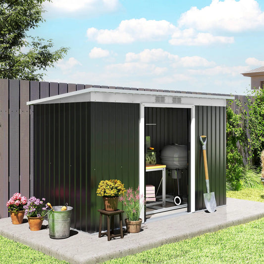 9x4 Outdoor Storage Shed, Galvanized Steel, Dark Grey Sheds Grey at Gallery Canada